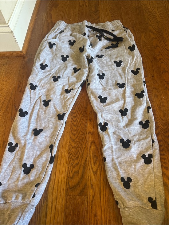 Disney Pants - Disney Gray Jogger Track Pants with Black Mickey Head Print